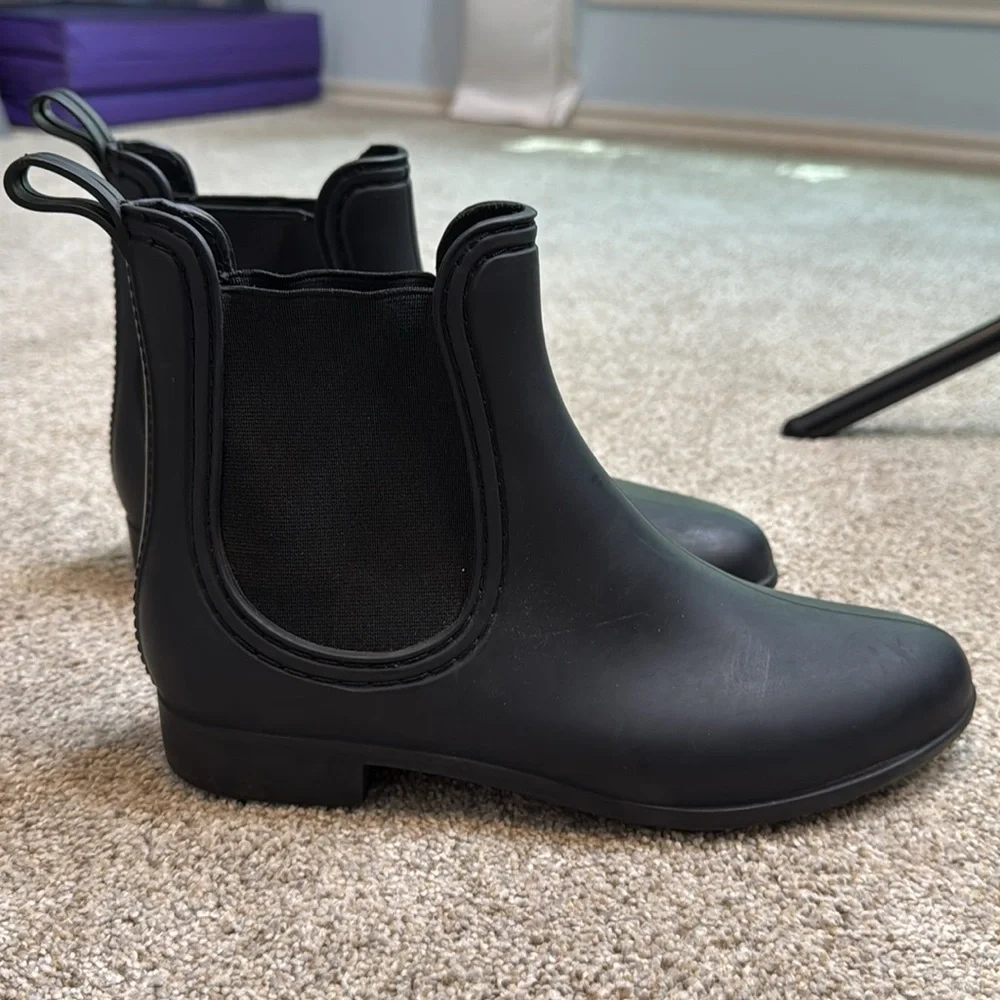 Jeffrey Campbell Forecast Waterproof Chelsea Rain Boots Black Size 8